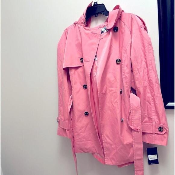 LONDON FOG Petite Double-Breasted Water-Resistant Belted Trench Jacket,coat PL🦩 - Picture 5 of 9